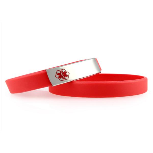 Promotional Engraved Silicone Bracelets / Custom Silicone Medical Alert