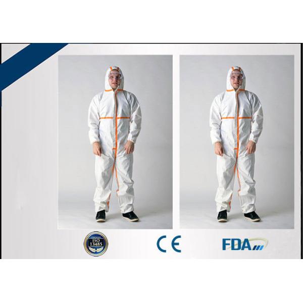 Buy Lightweight Disposable Hooded Coveralls , Fluid Resistant Disposable Protective Gowns at wholesale prices