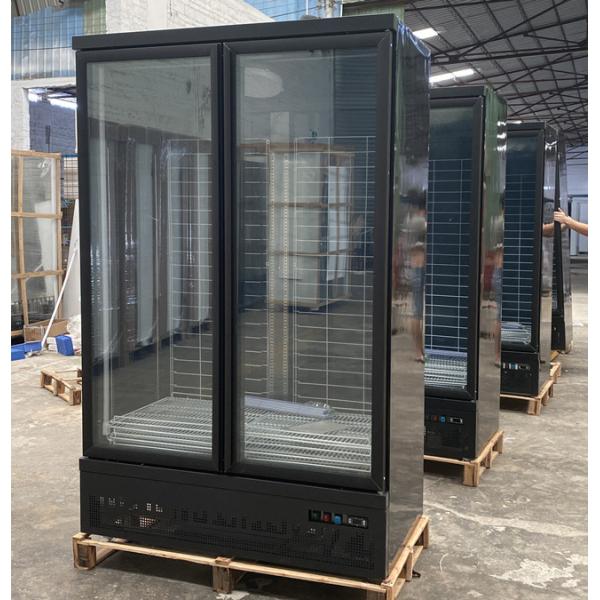 Upright Commercial Beverage Refrigerator , Bottom Mount Double Door Display Freezer