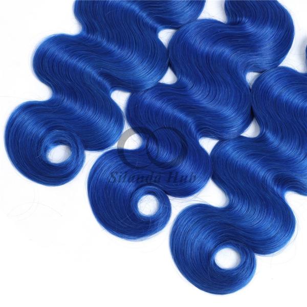 Blue Body Wave Remy Human Hair Bundles Sew In Weave Bundles Brazilian Bundle Deals