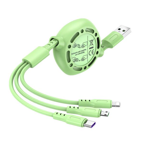 Buy Fast Charging Cable USB Type C 5A Data Charge Liquid silicone Cord Extractable 20cm to 100cm at wholesale prices