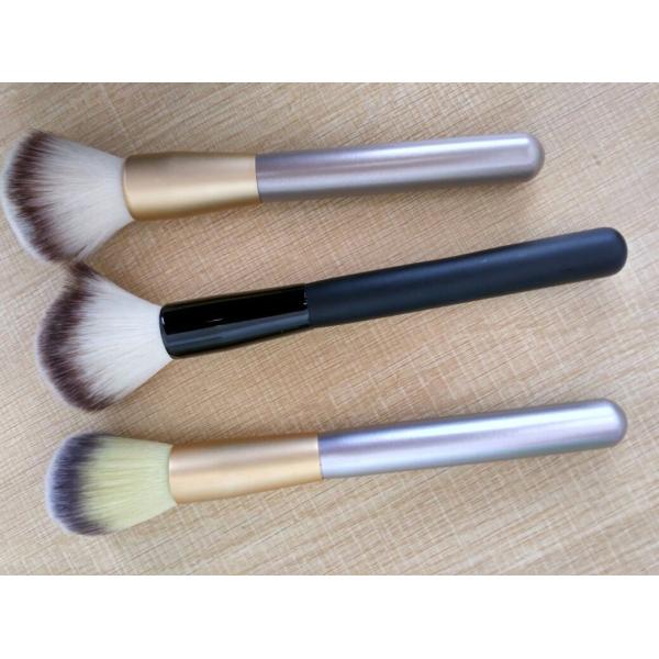 Buy Popular Black  Handle Makeup Powder Brush With Aluminium Ferrule at wholesale prices