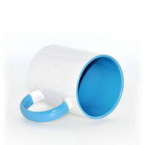11oz White Ceramic Sublimation Coffee Mug with Colored Inside And Handle