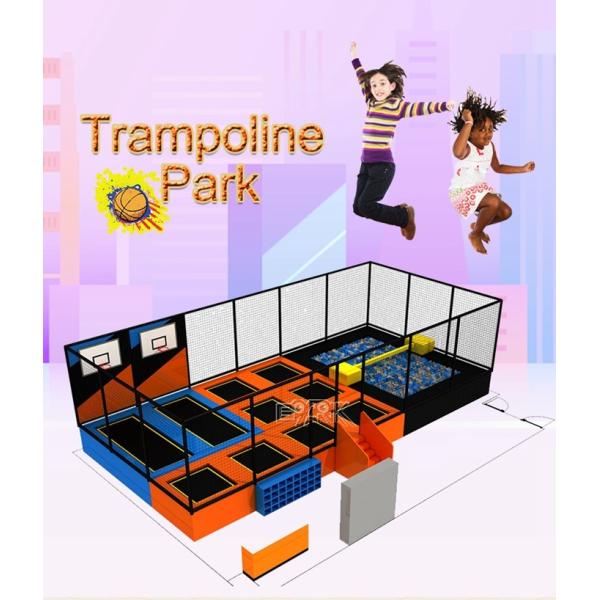 Adult Commercial Rectangle Jump Trampoline Park Equipment With Foam Pit