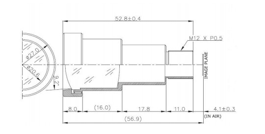 1/2" 50mm, long focal length VGA S mount low distortion less less than 1%