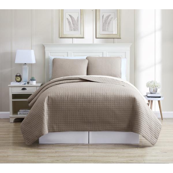 Buy Taupe Microfiber Bed Spread Machine Washable Solid and Soft Cozy Home Decor at wholesale prices