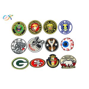 fashion Iron On Embroidered Patches Twill Background Material Round Shape