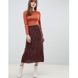 China custom made girls fashion contrast buttons stripe midi skirt on sale