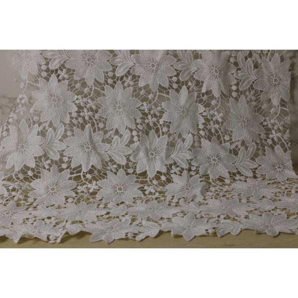 Buy Polyester Allover Lace Fabric Peekaboo White Water Soluble Botanical Chemical at wholesale prices