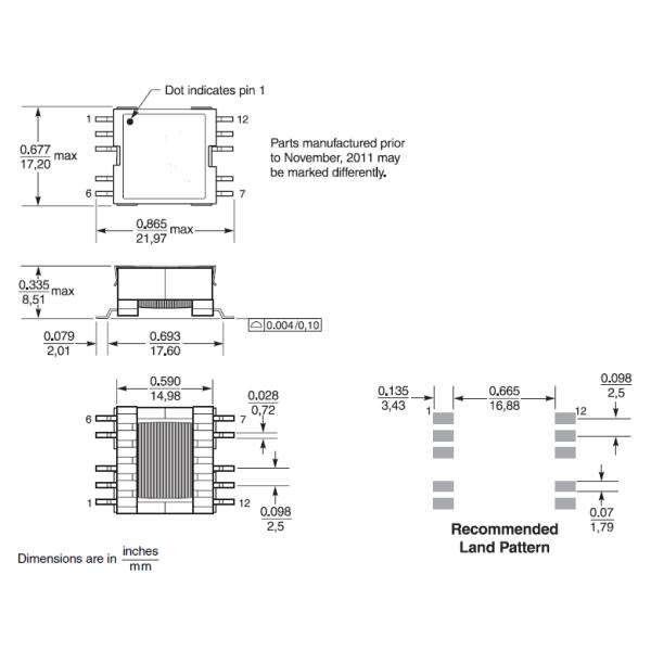 POE60F-18L_ SMPS Flyback Transformer for 6 W and 13 W PoE applications