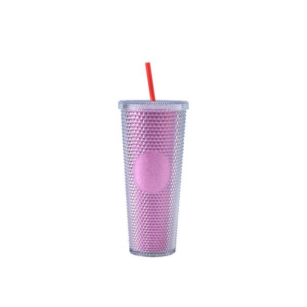 Holiday Icy Lilac Bling Studded Plastic Cold Cup Tumbler 24oz
