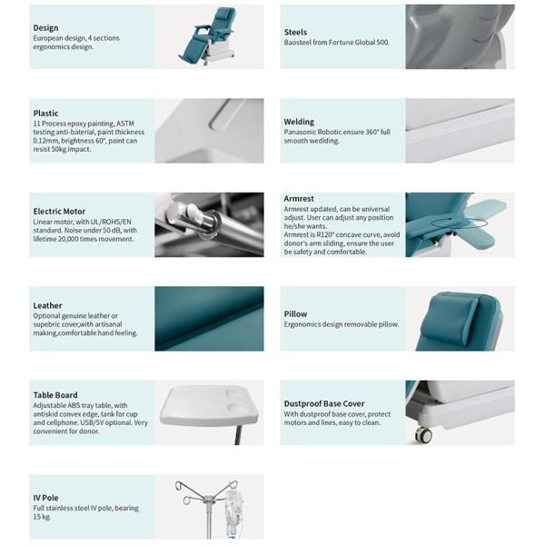 Electric Adjustable Hospital Medical Patient Donation Drawing Manufacturer Cheap Blood Collection Donor Dialysis Chair