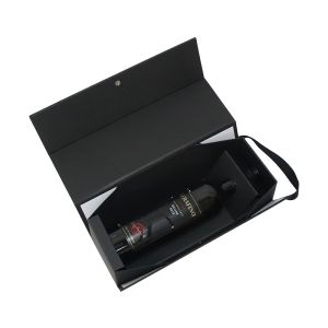 Customizable Snap Closure Folding Gift Boxes With Handle Matt Black