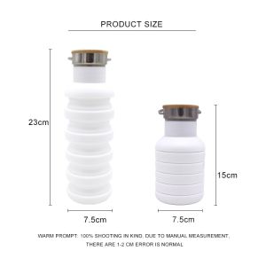 230g 550ML Collapsible Silicone Water Bottle With Wooden Lid
