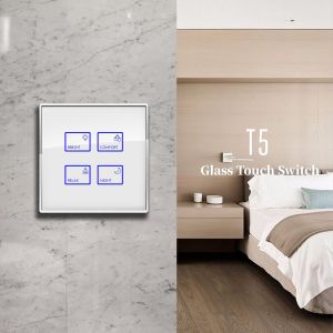 Touch Screen Blue Light Wall Switch RS485 Glass Cover Controlling Light