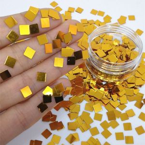 Quality Customized Logo Acceptable 5*5 Golden Square Glitter Sequin Sheet with Customized Color and Logo for sale
