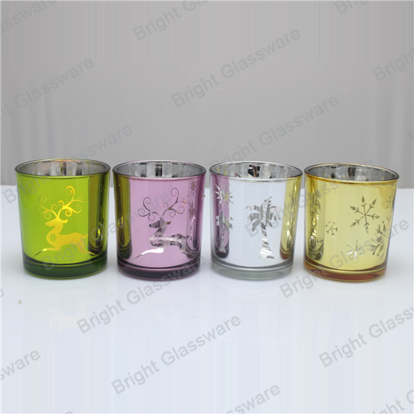 Chritmas candle jar, Chritmas glass candle holder for decor