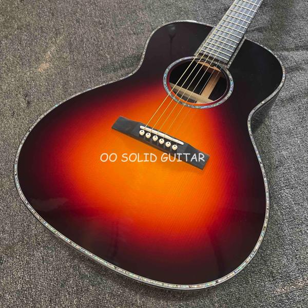 Classic Folk Parlor Acoustic Guitar Solid Indian Rosewood 38 Inch B/S OO Body in Sunburst Color