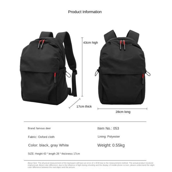 Wholesale custom logo men's and women's white backpack portable waterproof backpack fashion school bag
