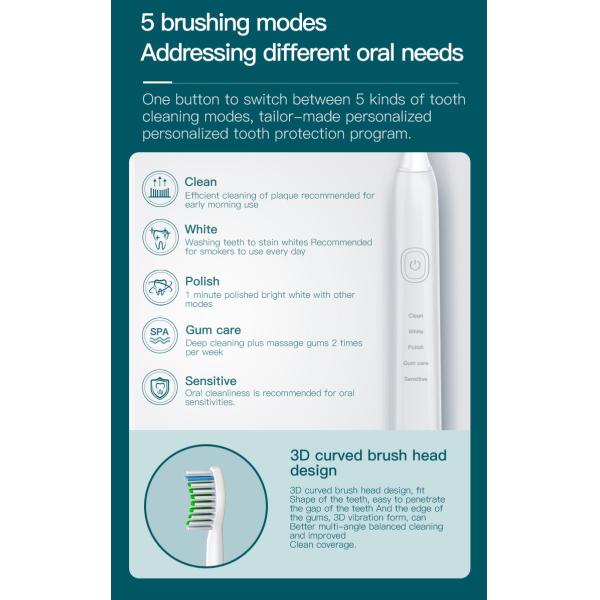 Combo Electric Toothbrush IPX4 Countertop Water Flosser Teeth Whitening 600ml