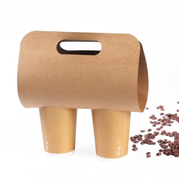 Buy 350g Kraft Single Double Cup Takeaway Coffee Cups Holder at wholesale prices