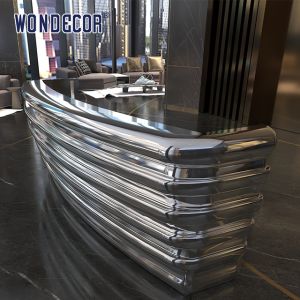 Silvery Luxury Reception Desk Commercial Modern Reception Counter