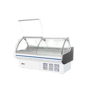 Front Flip Door Meat Display Chiller Refrigerated Hot Deli Showcase 232L