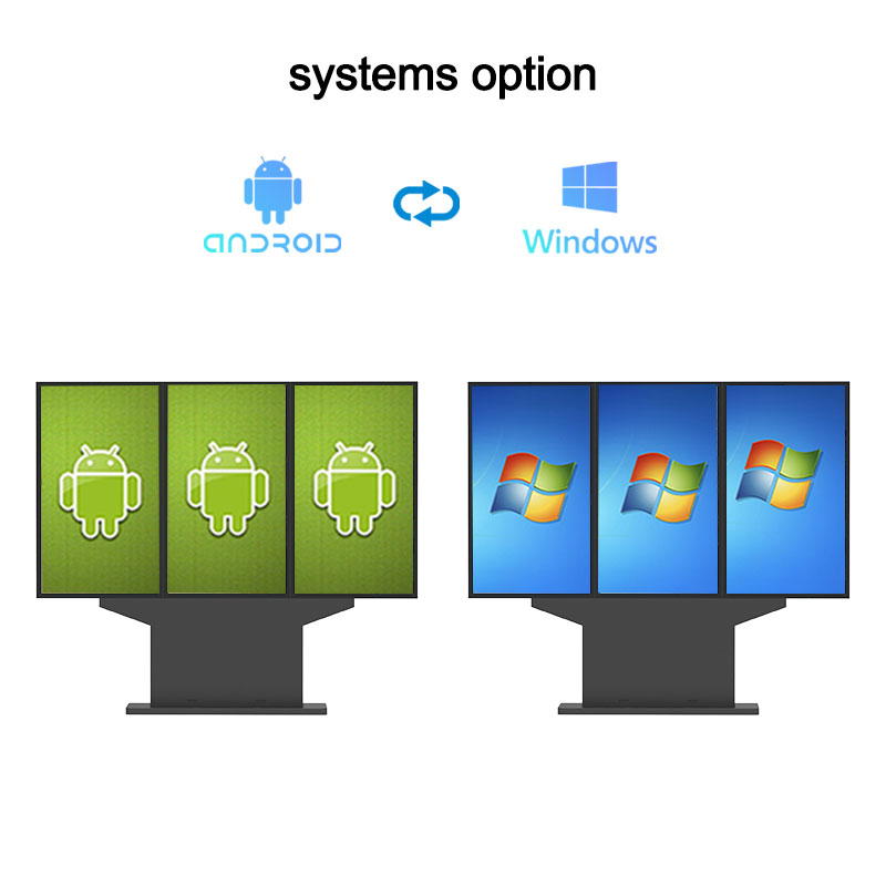 1000-3500nits Triple Screen Setup IP66 Outdoor Digital Signage Drive Through LCD Advertising Kiosk