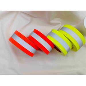 100% Cotton Yellow / Orange Silver Color Flame Retardant Reflective Tape 5*2 CC