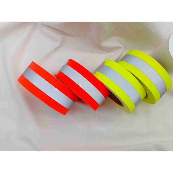 100% Cotton Yellow / Orange Silver Color Flame Retardant Reflective Tape 5*2 CC