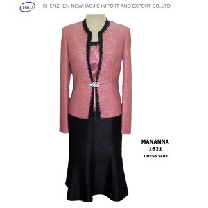 Long sleeves bright pink women elegant skirt suits