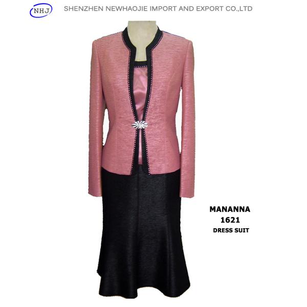 Buy Long sleeves bright pink women elegant skirt suits at wholesale prices