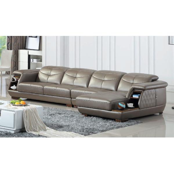 Buy luxury living room genuine leather sectional sofa with storage at wholesale prices