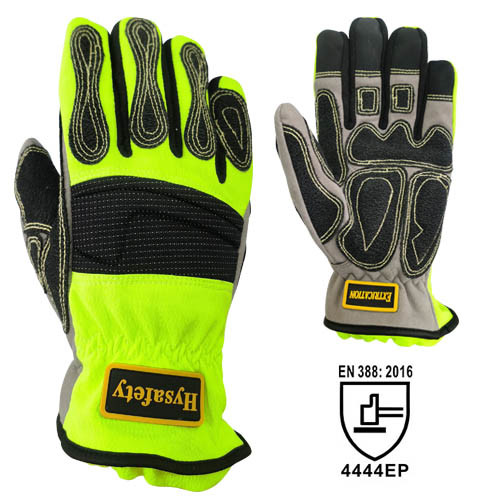 Buy High Visible Glass Fiber Rescue Extrication Gloves Elasticized Turtleneck Cuff at wholesale prices