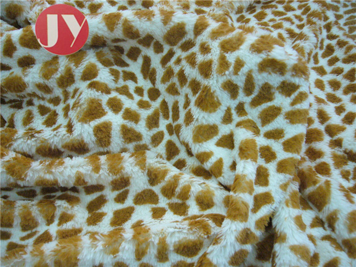 100% polyester Giraffe Printed Polyester Plush Fabric , Polyester Plush Fabric