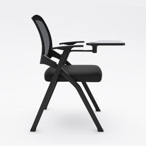 Office Upholstered Foldable Training Chair with Mesh Writing Pad and Tablet Arm