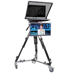 Quality TS-T110/24D 24inch Dual Screen Live Broadcasting Self-Check Screen Caster PTZ Tripod Wireless Remoter Teleprompter for sale