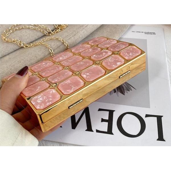 Pink Acrylic Handbag Frames Metal Knob Gold DIY Iron Box Clutch Frame