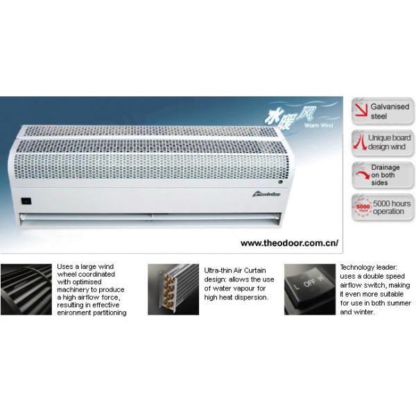 Buy Water Warm Evaporator Heating Air Curtain Hot Water Source Overhead Air Barrier at wholesale prices