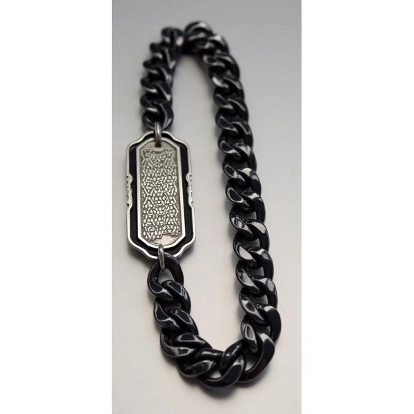 High Quality Silver Black Color Plated Stainless Steel Jewelry Wristband