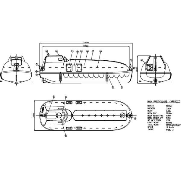 150PAX Totally Enclosed Lifeboat Tanker Version Ship Life Saving Equipment