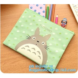 Eco-friendly plastic custom slider zipper PVC stationery bag, k slider zipper