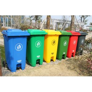 120 litre medical plastic pedal waste bin rubber wheel