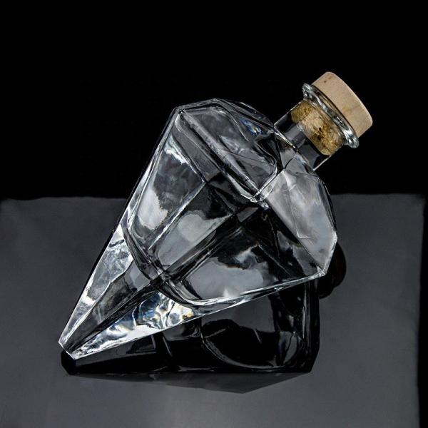 Buy Customized Logo Engraving Transparent Unique Design Shape Gin Glass Bottle With Cork at wholesale prices