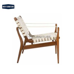 Custom solid wood leather backrest armrest recliner accent leisure chair