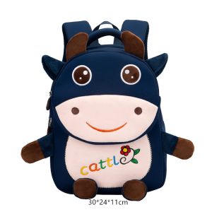 Cow Waterproof Kids Backpack Cartoon 3D Animal Kindergarten Girls Fashion