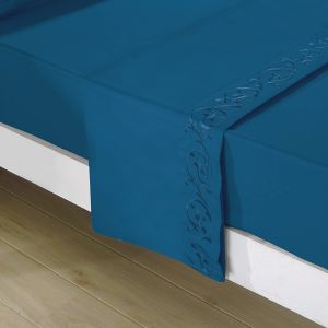 NO Filling Elegant and Modern Scroll Flowers Embroidered Sheet Set 4pcs 100%