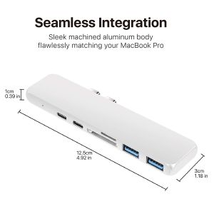 USB C Hub Macbook Pro Thunderbolt 3 Dock Aluminum USB Hub for 2016/2017 MacBook