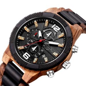 23cm Automatic Wood Watch Chronograph Luminous Waterproof Wood