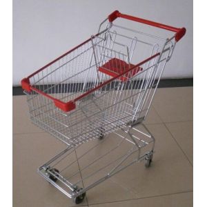 Custom Rolling Shopping Basket Wire Cart On Wheels Metal Frame Asia Style